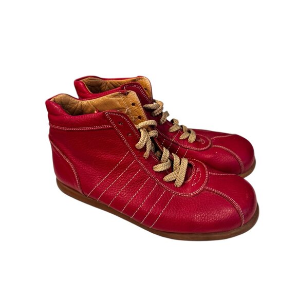 Beta Red Leather High-Top Sneakers Size 40 US Women's 9 Casual Comfort Shoes - Picture 5 of 9